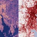 Satelites Imagen de las islas de calor urbano en el